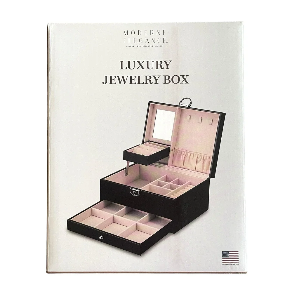 MODERNE ELEGANCE Luxury Jewelry Box Faux Leather Lock & Key BRAND NEW IN BOX